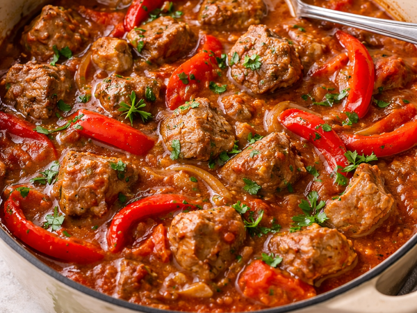 Corsican Rose Veal Stew with Red Peppers