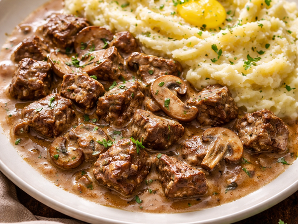 Beef Stroganoff with Rose Veal Stew Meat