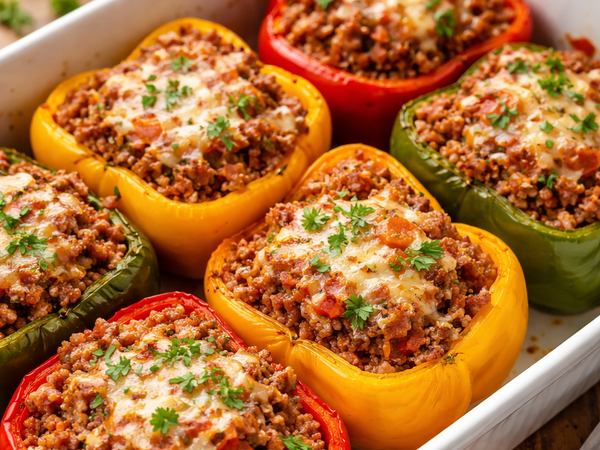 Italian Stuffed Peppers Using Rose Veal Ground Beef
